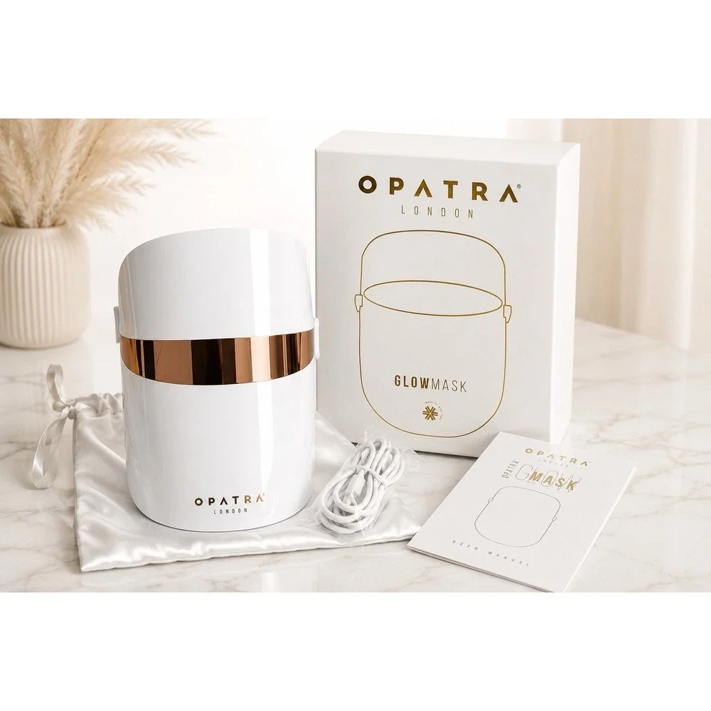 Opatra London Glow Mask LED Light Therapy Face Mask Skincare w/Bag. EUC